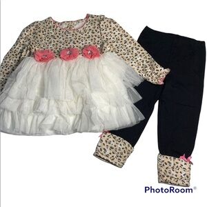 NWOT 2pc Leopard Tulle Ruffle Dress With Leggings Size 18M